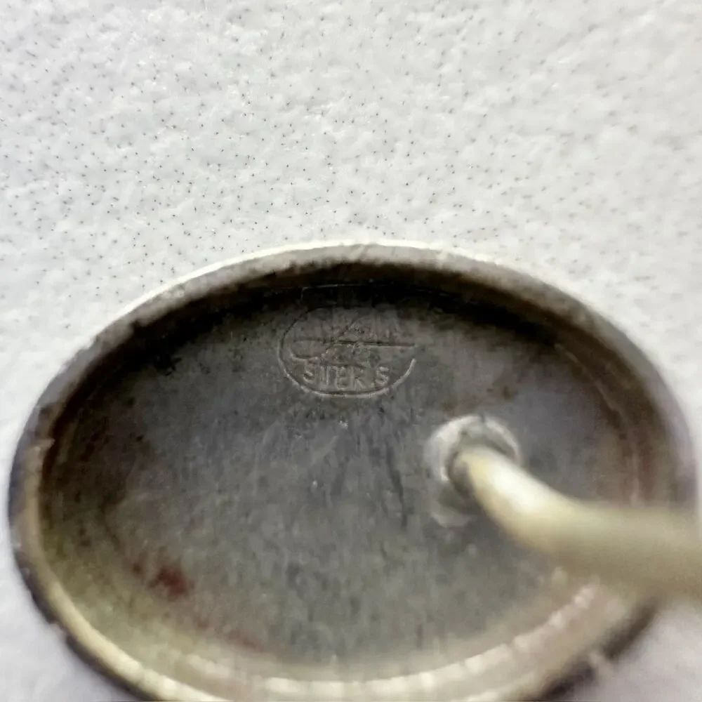 Vintage Sterling Silver Oval Lapel Tie Tack Pin